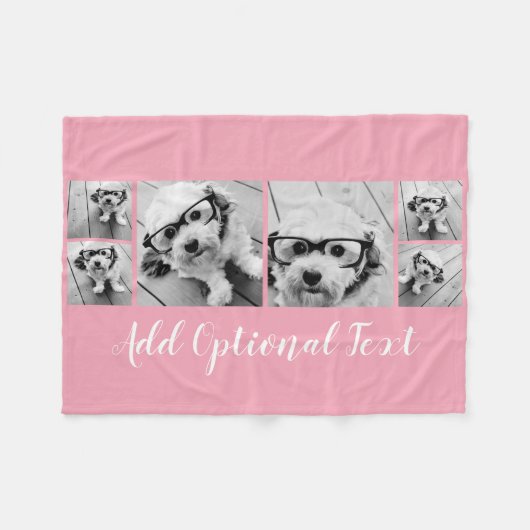 6 FotoCollage Optionaler Text — Farbe bearbeiten Fleecedecke (Vorderseite (Horizontal))
