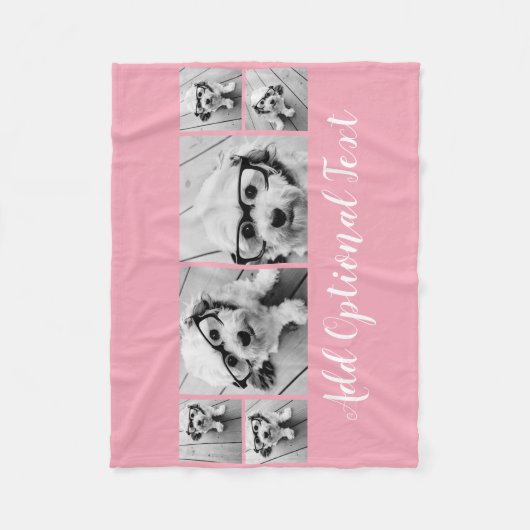 6 FotoCollage Optionaler Text — Farbe bearbeiten Fleecedecke (Vorderseite)