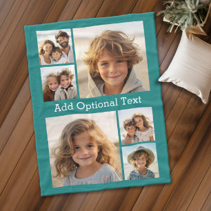 6 FotoCollage Optionaler Text — Farbe bearbeiten Fleecedecke