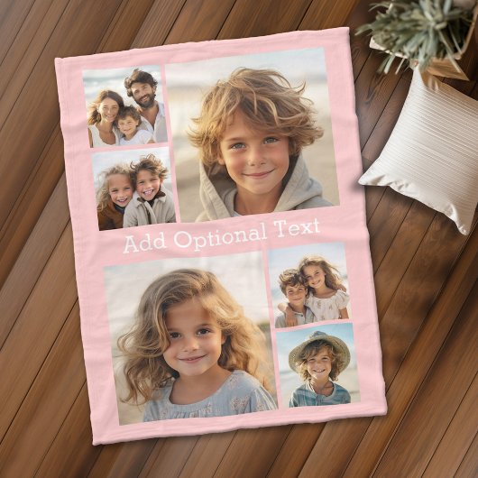 6 FotoCollage Optionaler Text — Farbe bearbeiten Fleecedecke