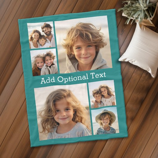 6 FotoCollage Optionaler Text — Farbe bearbeiten Fleecedecke