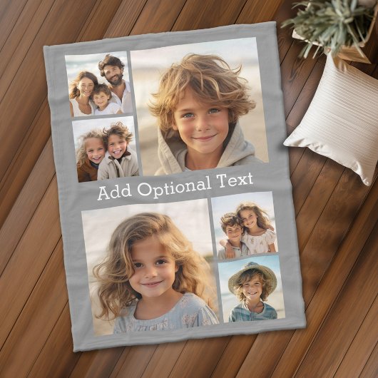 6 FotoCollage Optionaler Text — Farbe bearbeiten Fleecedecke