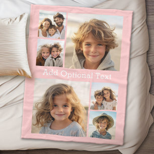 6 FotoCollage Optionaler Text — Farbe bearbeiten Fleecedecke