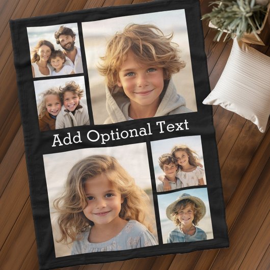 6 FotoCollage Optionaler Text — Farbe bearbeiten Fleecedecke