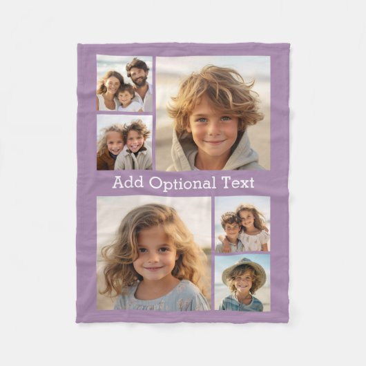 6 FotoCollage Optionaler Text — Farbe bearbeiten Fleecedecke (Vorderseite)