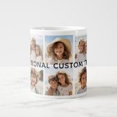 6 FotoCollage Optionaler Text — Farbe bearbeiten Jumbo-Tasse (Vorderseite)