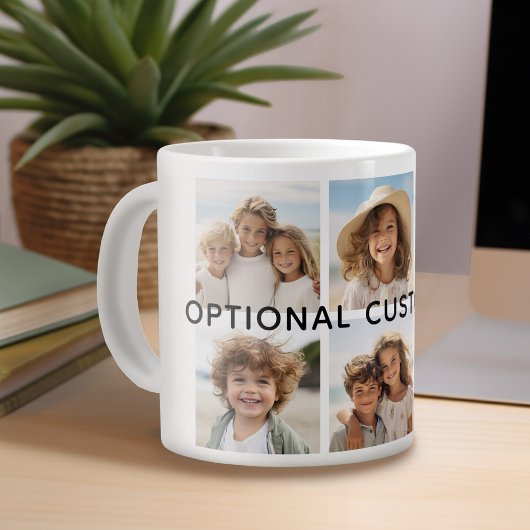 6 FotoCollage Optionaler Text — Farbe bearbeiten Jumbo-Tasse