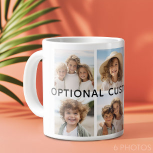 6 FotoCollage Optionaler Text — Farbe bearbeiten Jumbo-Tasse