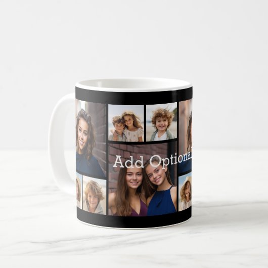 6 FotoCollage Optionaler Text — Farbe bearbeiten Kaffeetasse (Vorderseite Links)