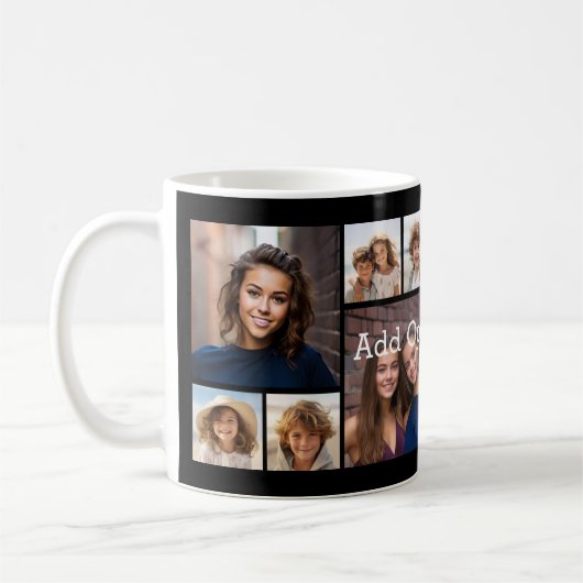 6 FotoCollage Optionaler Text — Farbe bearbeiten Kaffeetasse (Links)