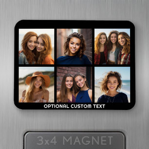 6 FotoCollage Optionaler Text — Farbe bearbeiten Magnet