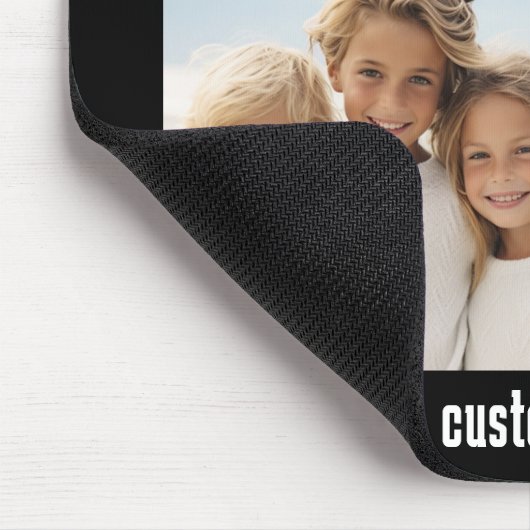 6 FotoCollage Optionaler Text — Farbe bearbeiten Mousepad (Ecke)