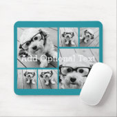 6 FotoCollage Optionaler Text — Farbe bearbeiten Mousepad (Mit Mouse)