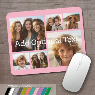 6 FotoCollage Optionaler Text — Farbe bearbeiten Mousepad
