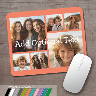6 FotoCollage Optionaler Text — Farbe bearbeiten Mousepad
