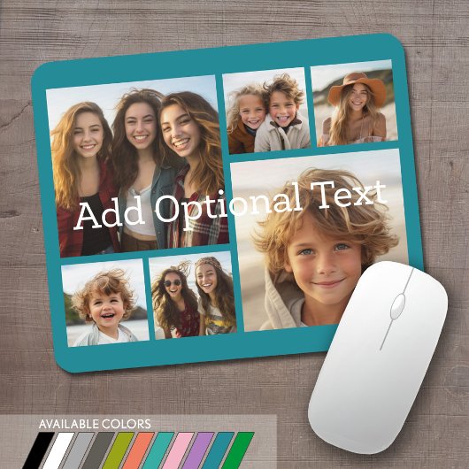 6 FotoCollage Optionaler Text — Farbe bearbeiten Mousepad