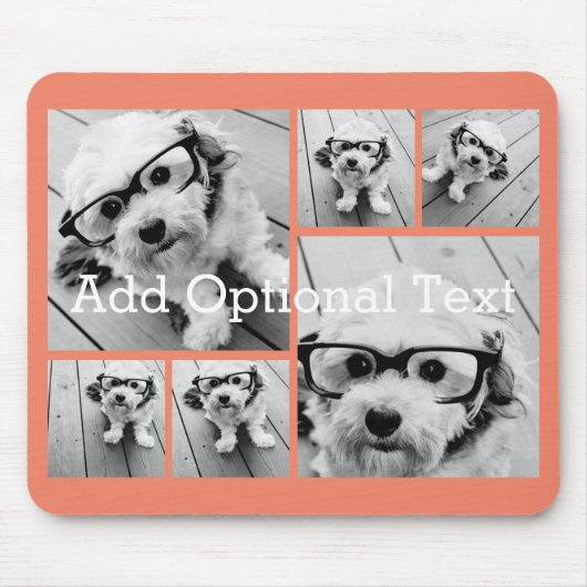 6 FotoCollage Optionaler Text — Farbe bearbeiten Mousepad (Vorne)