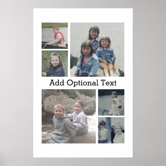 6 FotoCollage Optionaler Text — Farbe bearbeiten Poster (Vorne)