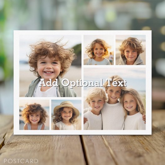 6 FotoCollage Optionaler Text — Farbe bearbeiten Postkarte