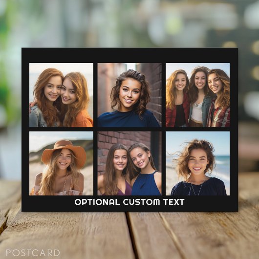 6 FotoCollage Optionaler Text — Farbe bearbeiten Postkarte