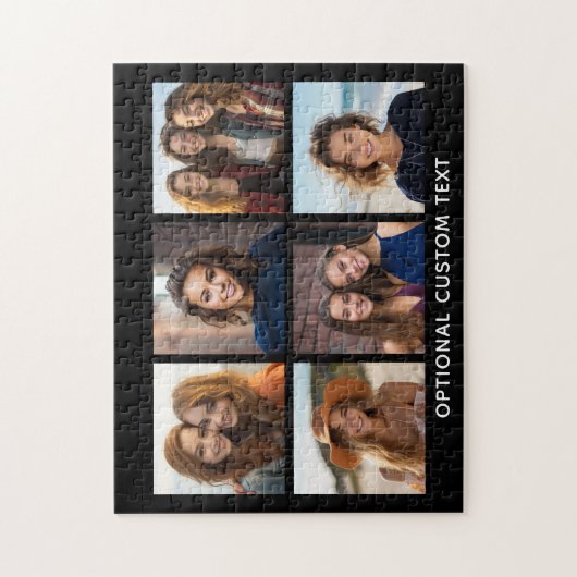 6 FotoCollage Optionaler Text — Farbe bearbeiten Puzzle (Vertikal)