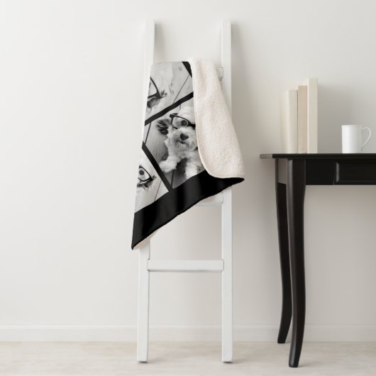 6 FotoCollage Optionaler Text — Farbe bearbeiten Sherpadecke (Beispiel)