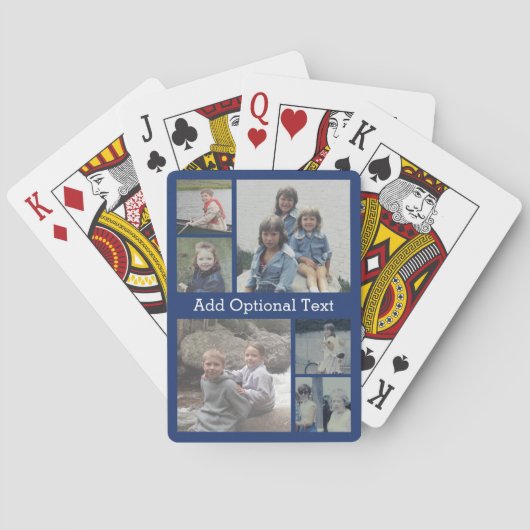 6 FotoCollage Optionaler Text — Farbe bearbeiten Spielkarten (Rückseite)
