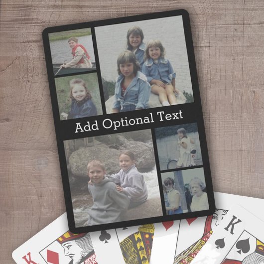6 FotoCollage Optionaler Text — Farbe bearbeiten Spielkarten