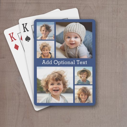 6 FotoCollage Optionaler Text — Farbe bearbeiten Spielkarten