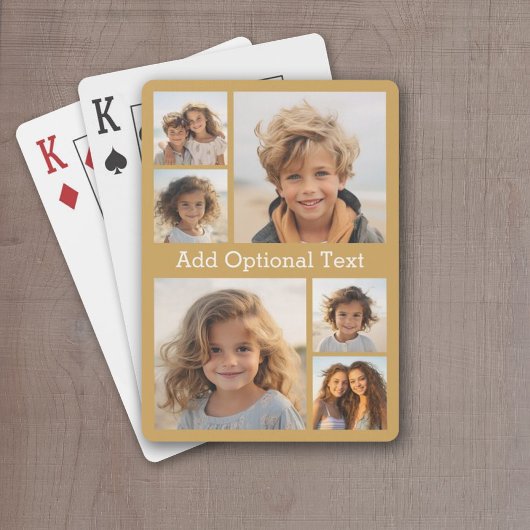 6 FotoCollage Optionaler Text — Gold Spielkarten
