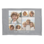 6 FotoCollage Optionaler Text — hellgrau Kissenbezug (Vorderseite)