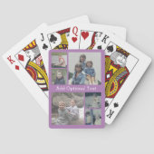 6 Fotocollage Optionaler Text — Lavendel Spielkarten (Rückseite)