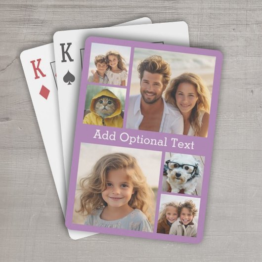 6 Fotocollage Optionaler Text — Lavendel Spielkarten