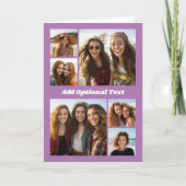 6 FotoCollage Optionaler Text — lila bearbeiten Karte (Vorderseite)