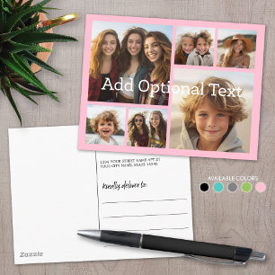 6 Fotocollage Optionaler Text — Pink bearbeiten Postkarte