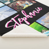 6 FotoCollage Personalisiert Hot Pink Schwarz Sherpadecke (3/4)