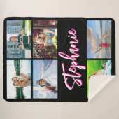 6 FotoCollage Personalisiert Hot Pink Schwarz Sherpadecke (Vorderseite (Horizontal))