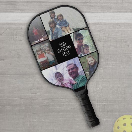 6 FotoCollage - Schwarz - Weiß - Mitte Pickleball Schläger