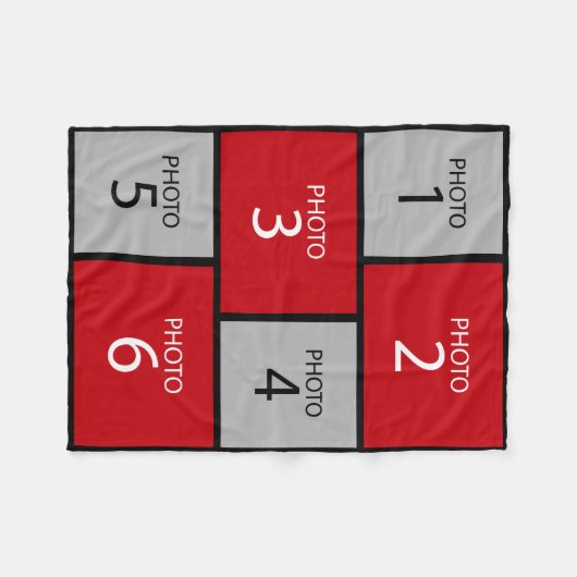 6 FotoCollage - Sie können die Hintergrundfarbe än Fleecedecke (Vorderseite (Horizontal))