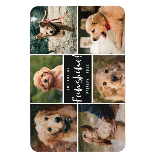 6 Fotocollage Sie sind mein Funshine | Schwarzer H Magnet (Vertikal)