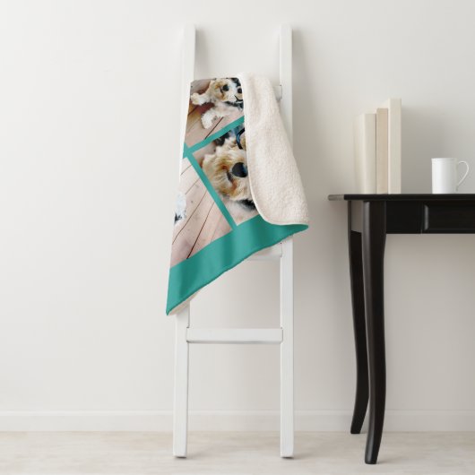 6 Fotocollage Skript Weißer handgeschriebener Name Sherpadecke (Beispiel)