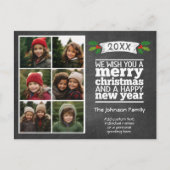 6 FotoCollage - Weihnachtskhalkboard Feiertagspostkarte (Vorderseite)