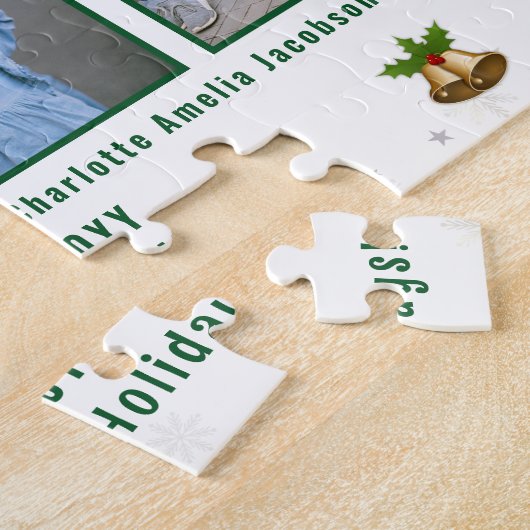 6 Fotos Collage Dankbarkeit Winterurlaub Weiß Puzzle (Seite)