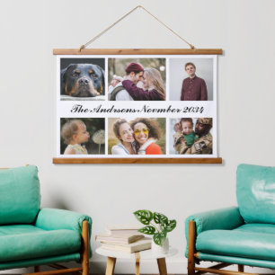 6 Fotos Collage Instagram Wandteppich Mit Holzrahmen