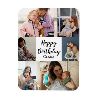 6 Fotos Collage Personalisiert Script Geburtstag Magnet