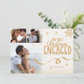 6 Fotos Gold Glitzer Erste Weihnachten Verlobt (Stehend Vorderseite)