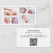 6 Fotos Logo QR Code Neugeborener Baby Fotograf Visitenkarte (Vorne/Hinten)