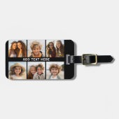 6 Fotos mit weißem Text auf schwarz Gepäckanhänger (Vorderseite horizontal)