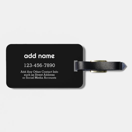 6 Fotos mit weißem Text auf schwarz Gepäckanhänger (Rückseite horizontal)