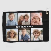 6 Fotos mit weißem Text auf schwarz Golfhandtuch (Horizontal)